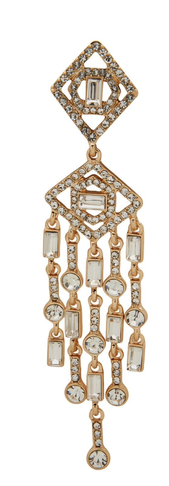 Karl Lagerfeld Glass Stone Mosaic Pave Linear Earrings