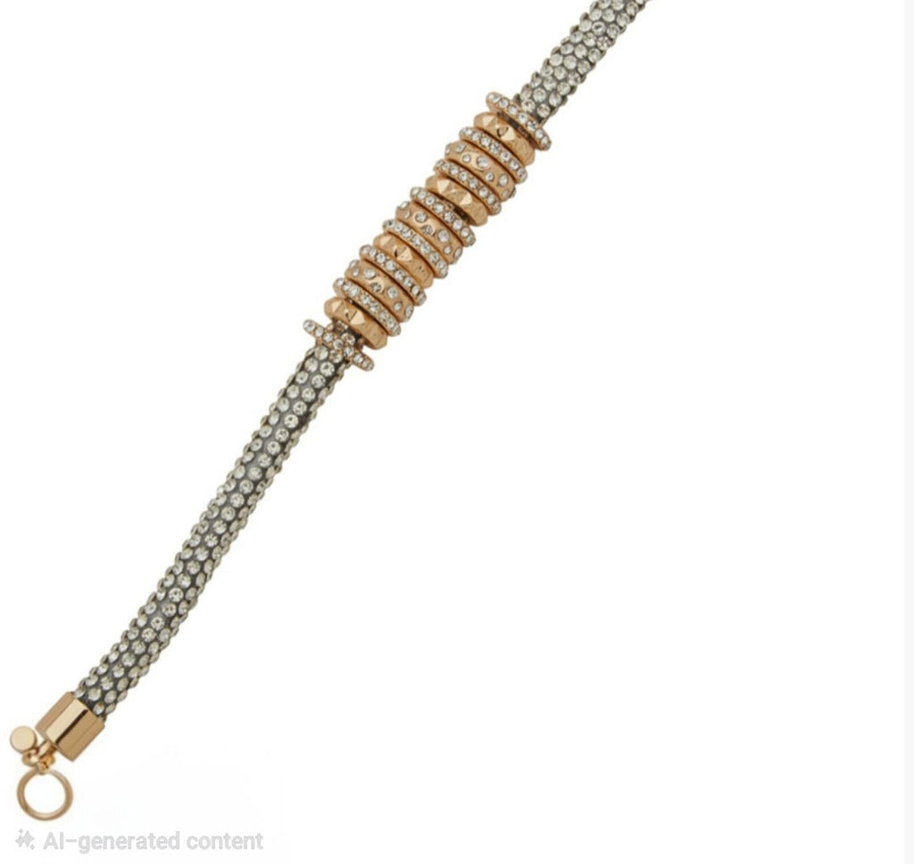 Karl Lagerfeld Stone Pave Tube Chain Flex Bracelet