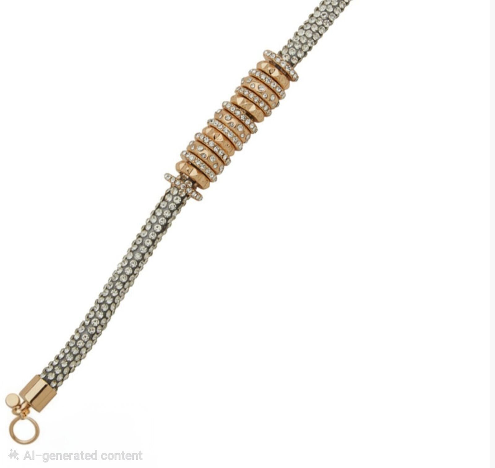 Karl Lagerfeld Stone Pave Tube Chain Flex Bracelet