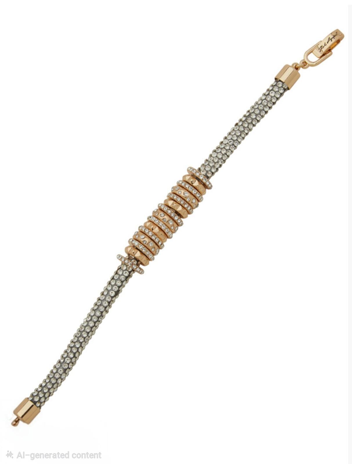 Karl Lagerfeld Stone Pave Tube Chain Flex Bracelet