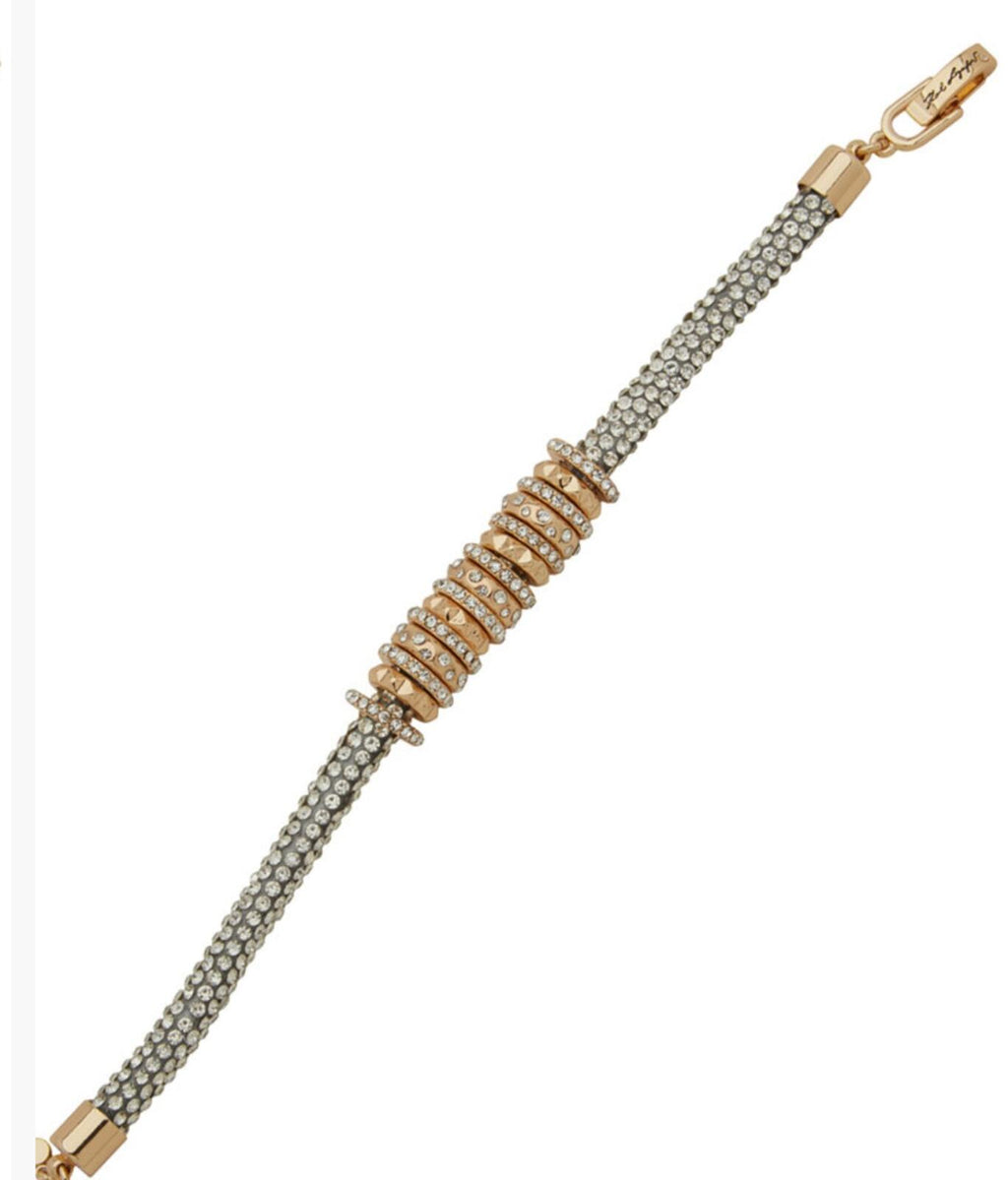 Karl Lagerfeld Stone Pave Tube Chain Flex Bracelet