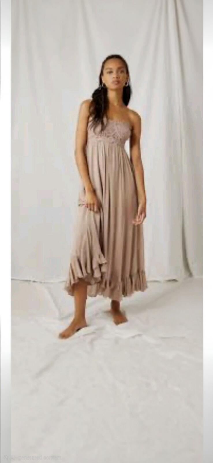 Strapless Lace Bustier Maxi Dress with Ruffle Hem