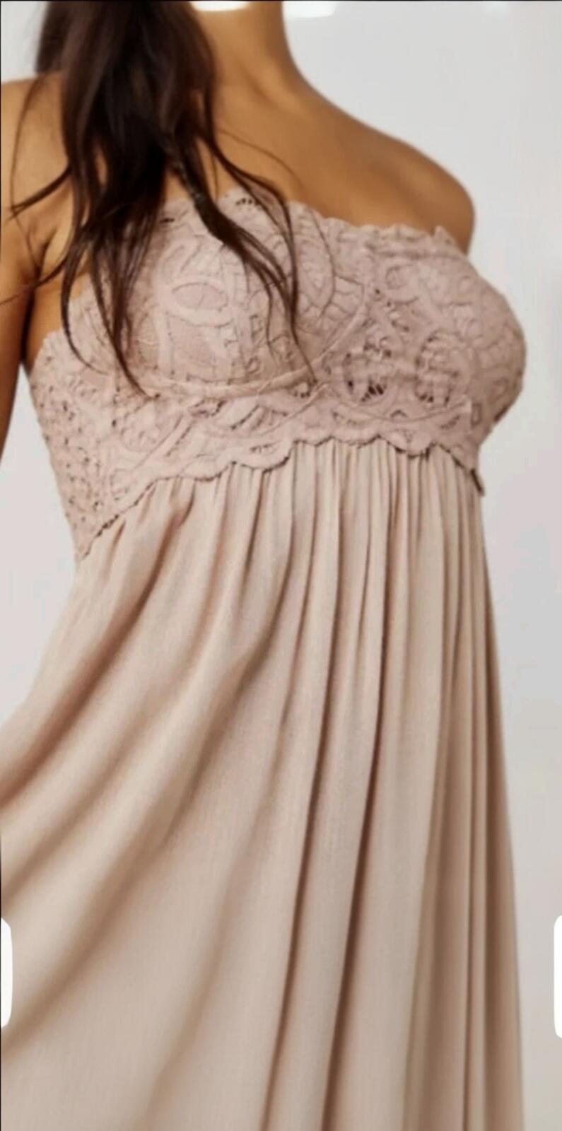 Strapless Lace Bustier Maxi Dress with Ruffle Hem