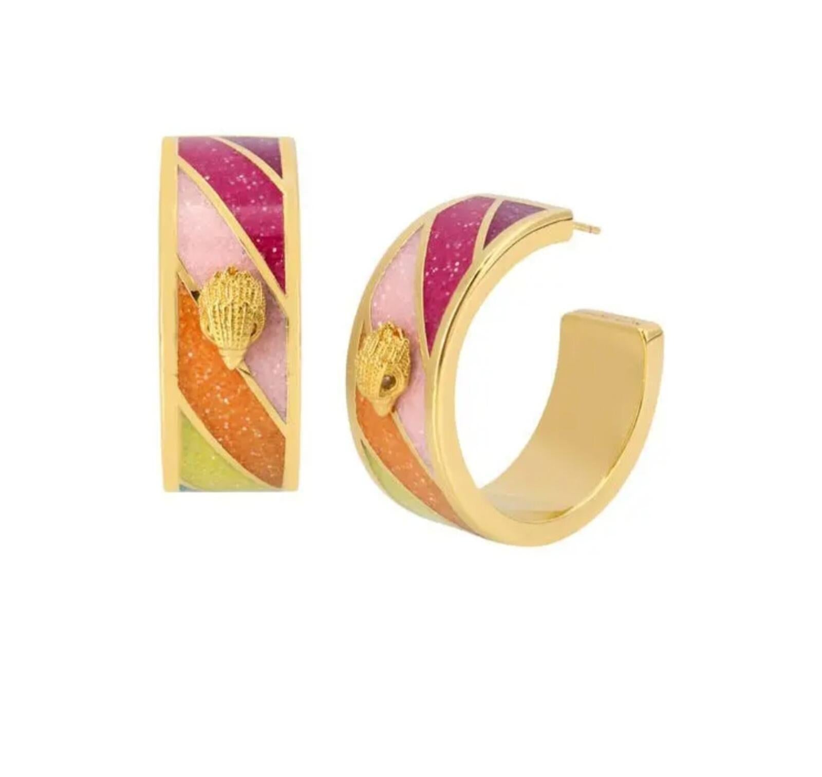 Kurt Geiger  eagle enamel huggie hoop earrings