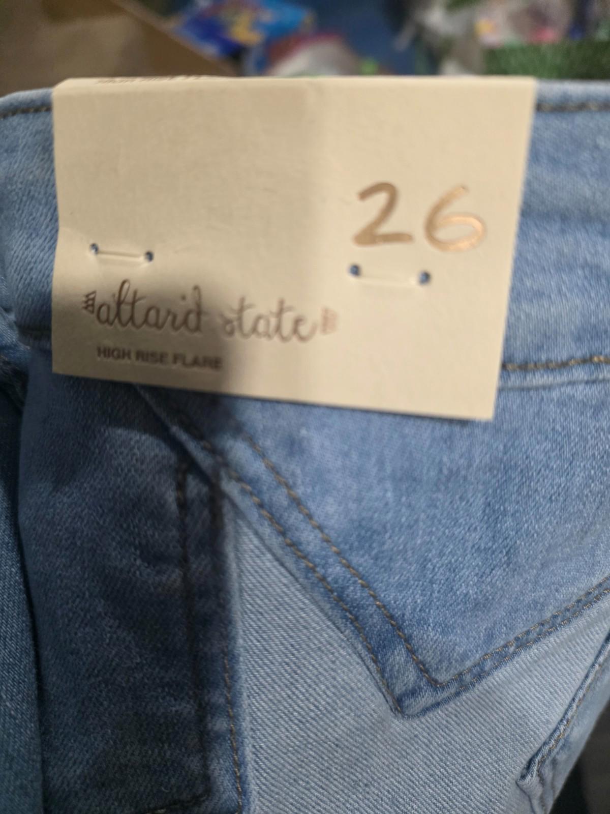 Altar'd State Women's Janice Fit and Flare Jeans High Waisted Wide Leg