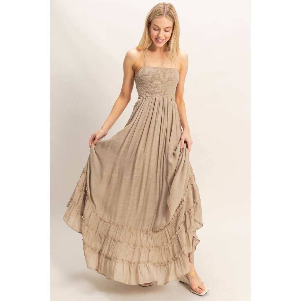 HYFVE Smocked Halter Maxi Dress