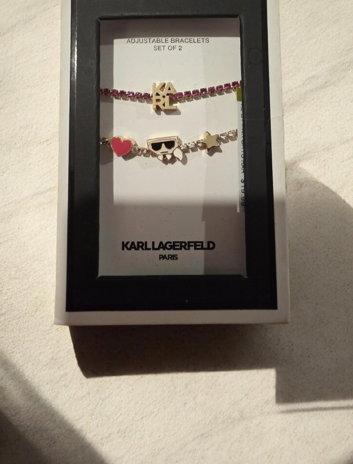 Karl Lagerfeld Adjustable Set of Two Bracelet Gold Tone NWT with Box