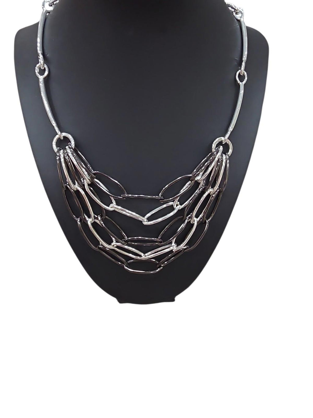 Silver Black Chain Layered Necklace NWT Fashion Jewelry Women's