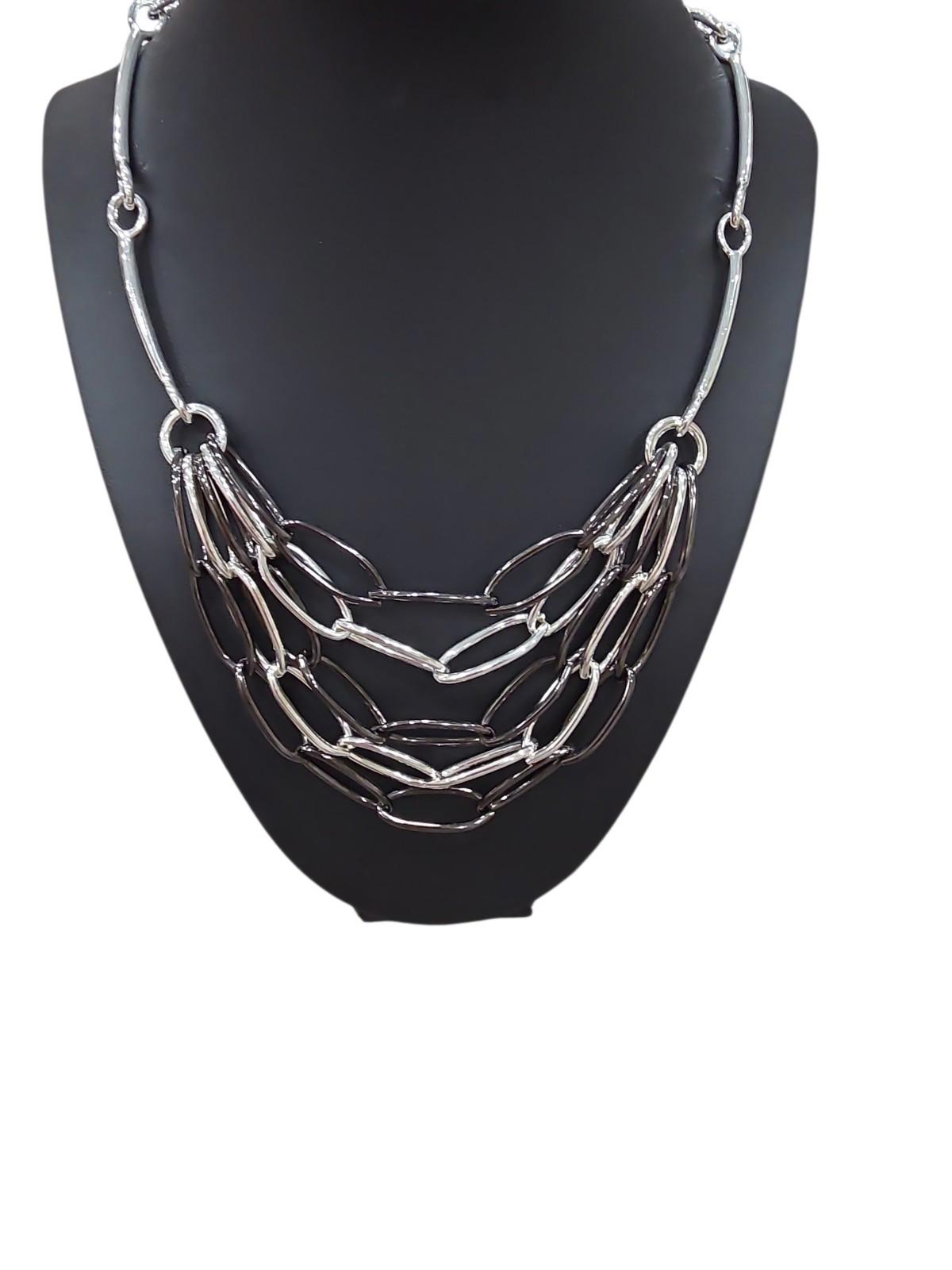 Silver Black Chain Layered Necklace NWT Fashion Jewelry Women's