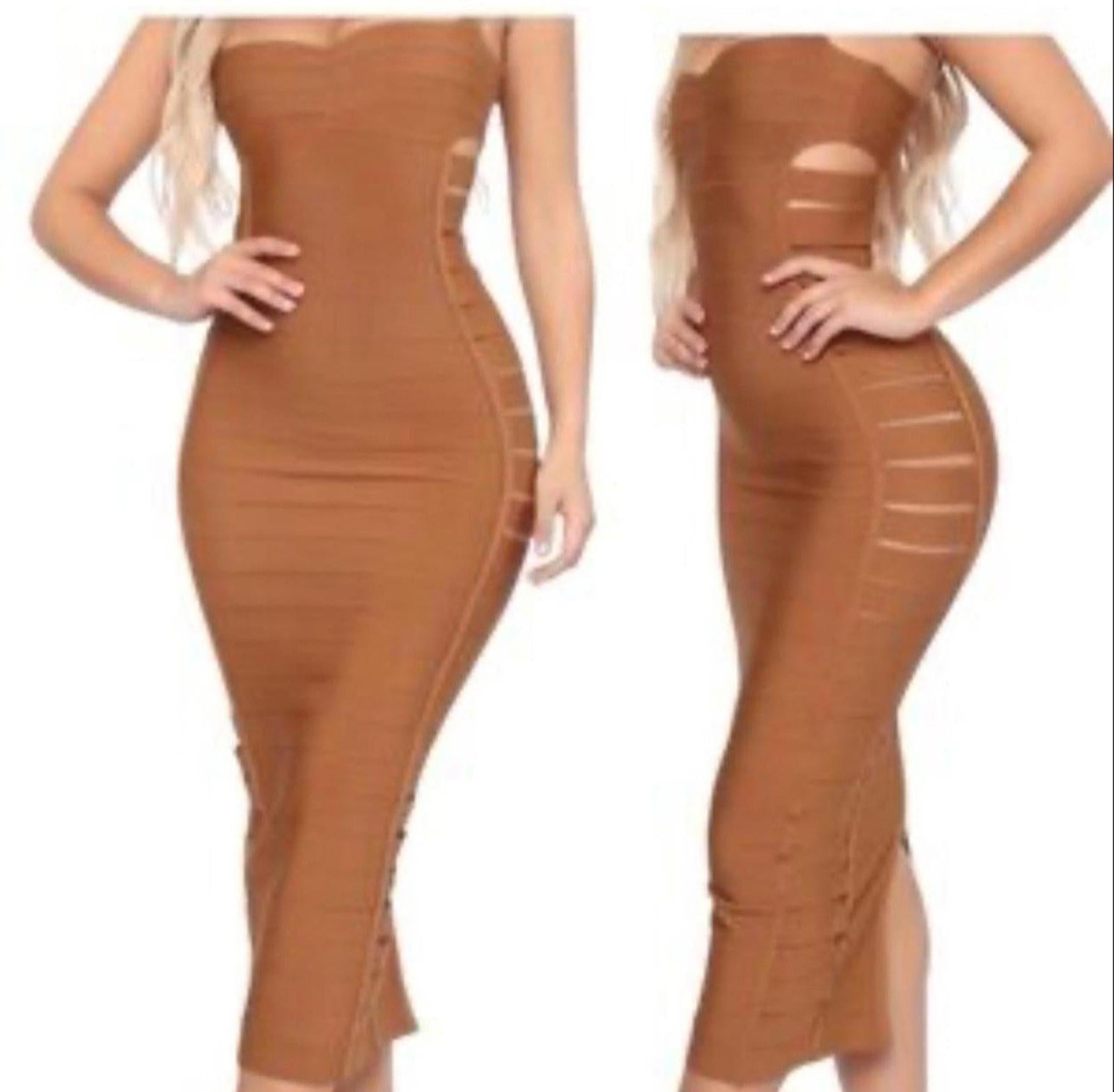 Fashion Nova Women's Long Fitted Bandage Bodycon Dress Size Large NWT