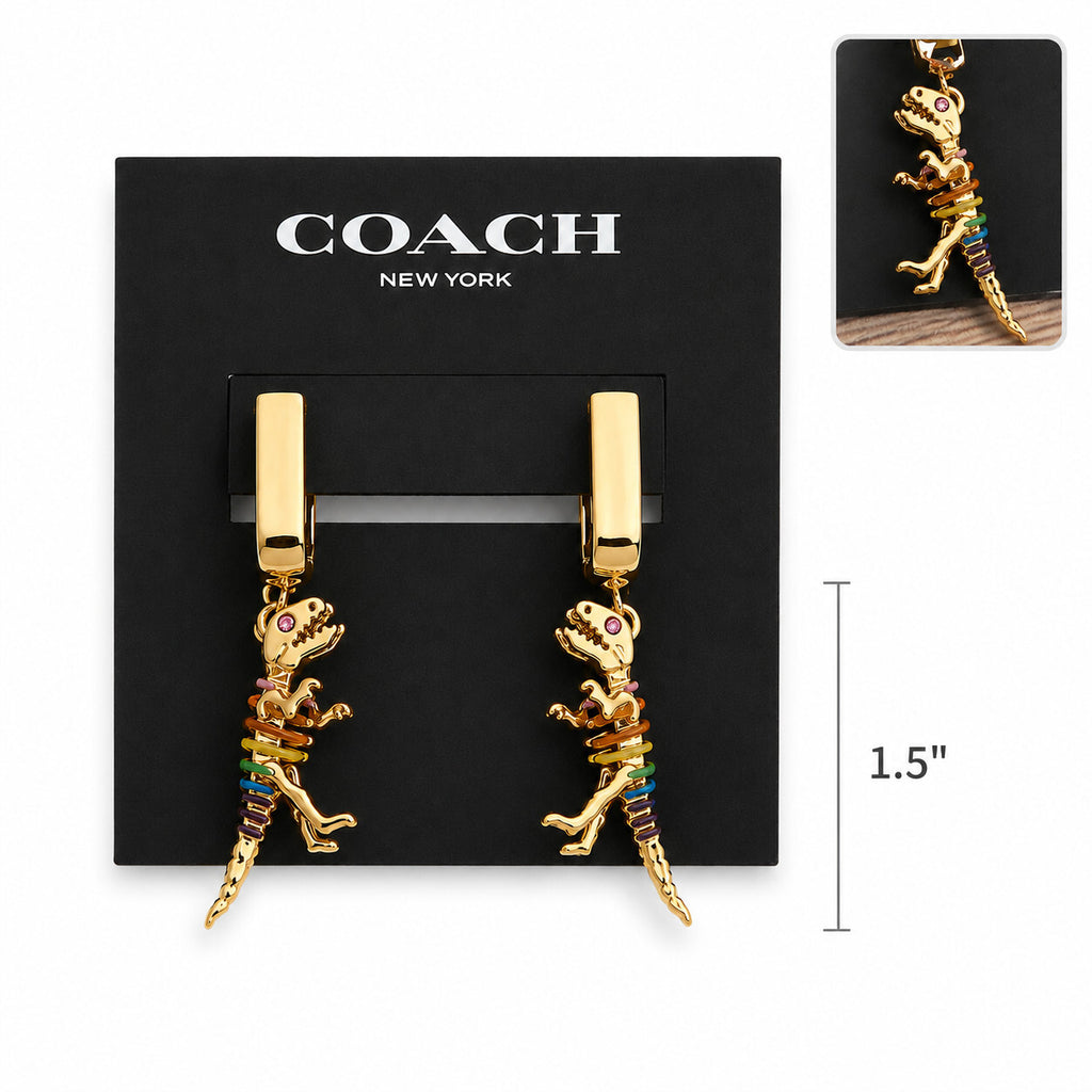 Coach Signature Rainbow Rexy Huggie Earrings