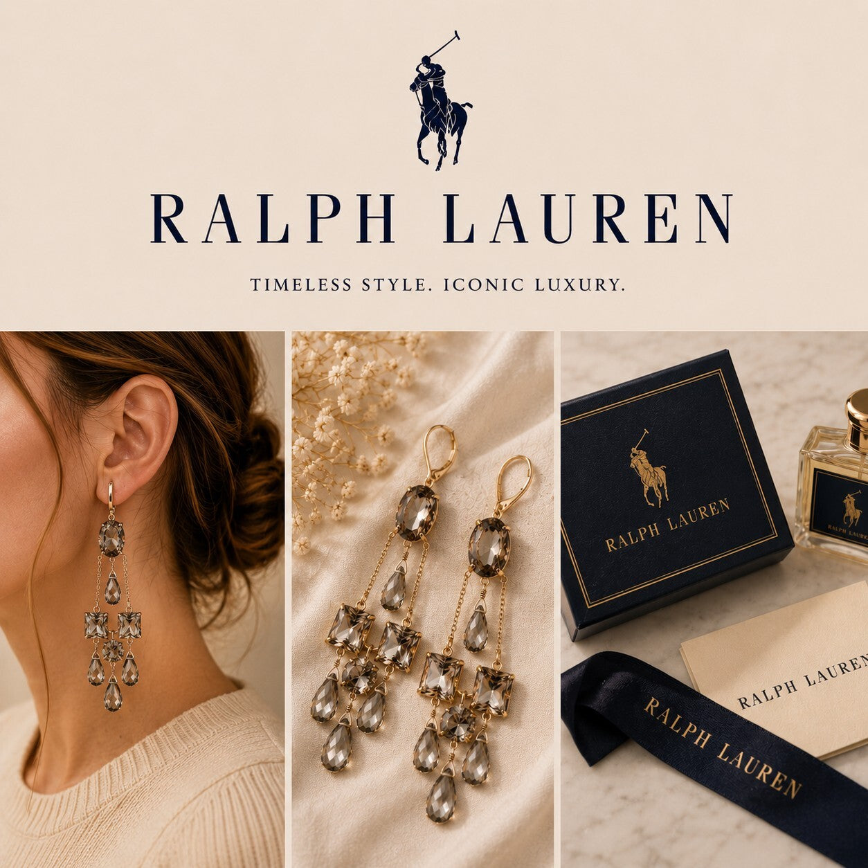 Ralph Lauren Stone Chandelier Earrings