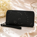 Vilenca Leather Large Zip Around Tooled Studs Wallet