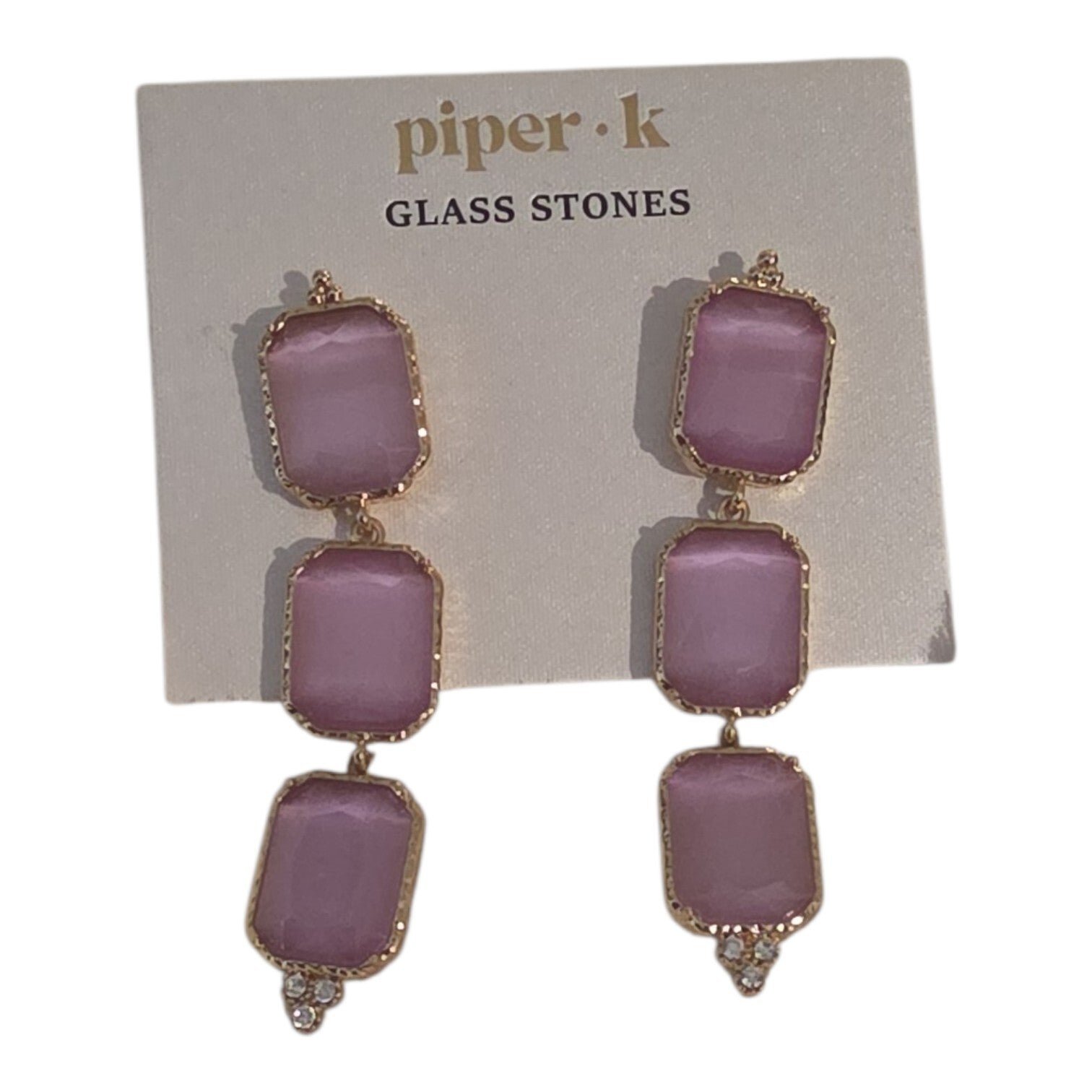 Piper-K Pink Stone dangle Earrings
