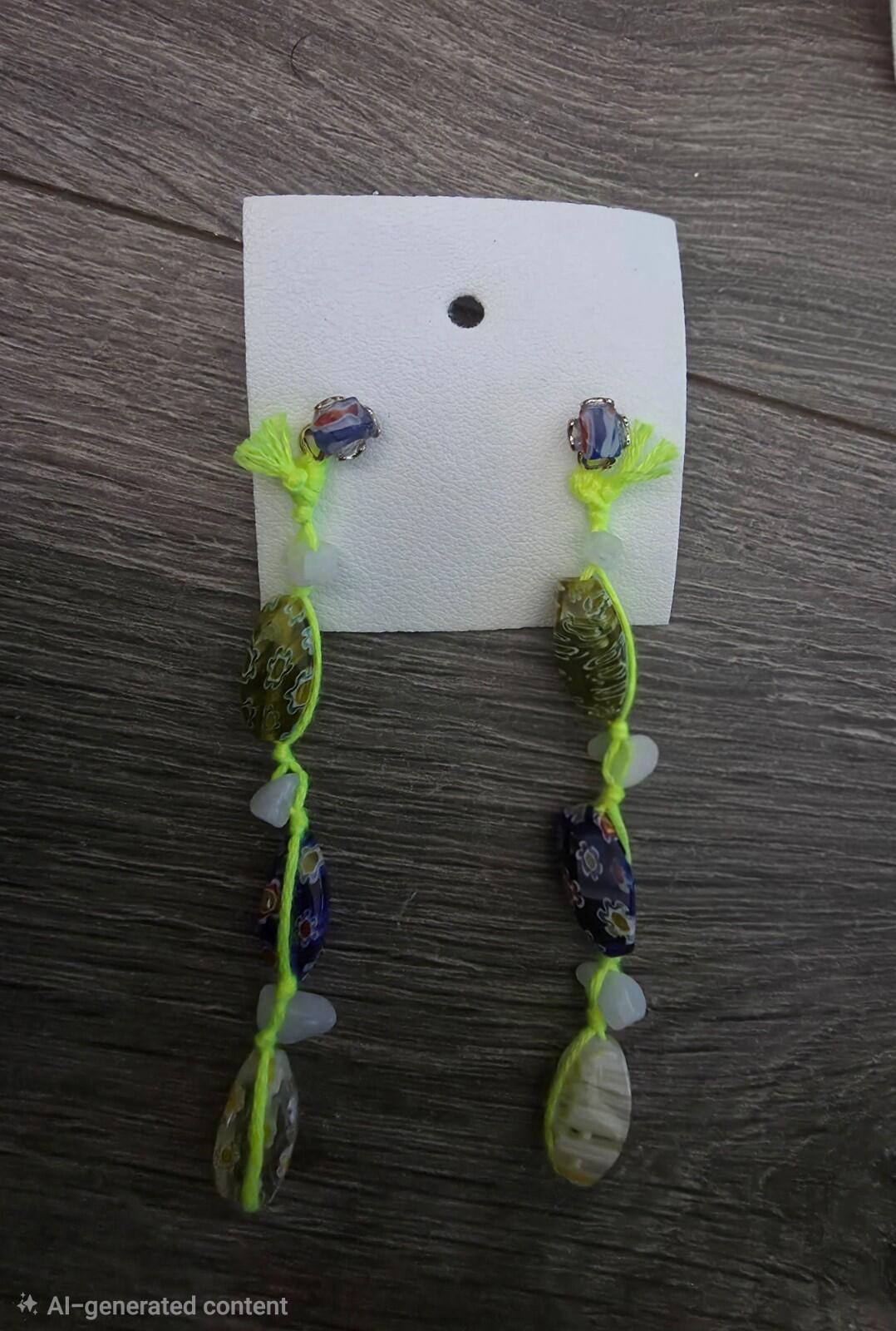 Free People Glass Stone Beaded Drop Earrings