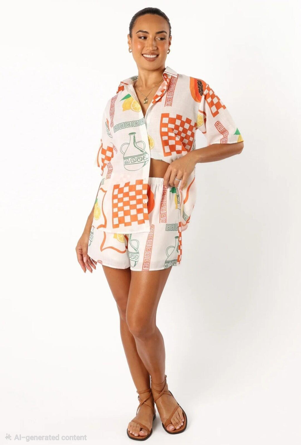 Printed Shirt and Shorts Set Endless Lemons Boutique Boho Unique