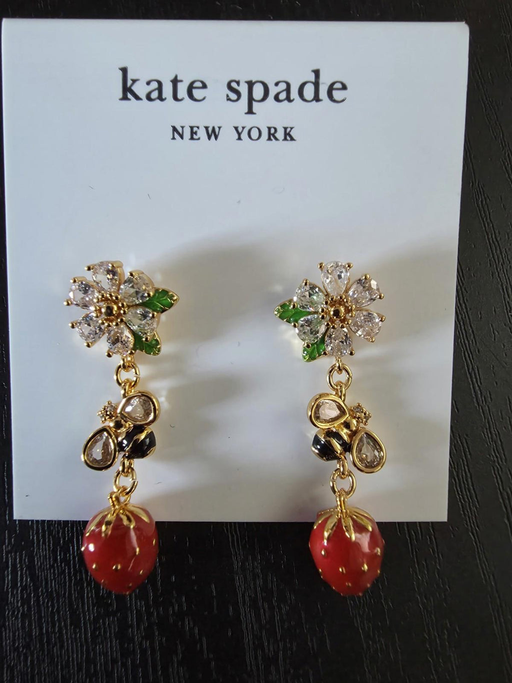 Kate Spade Strawberry Fields Statement Earrings New Ladybugs Honeybee Strawberry