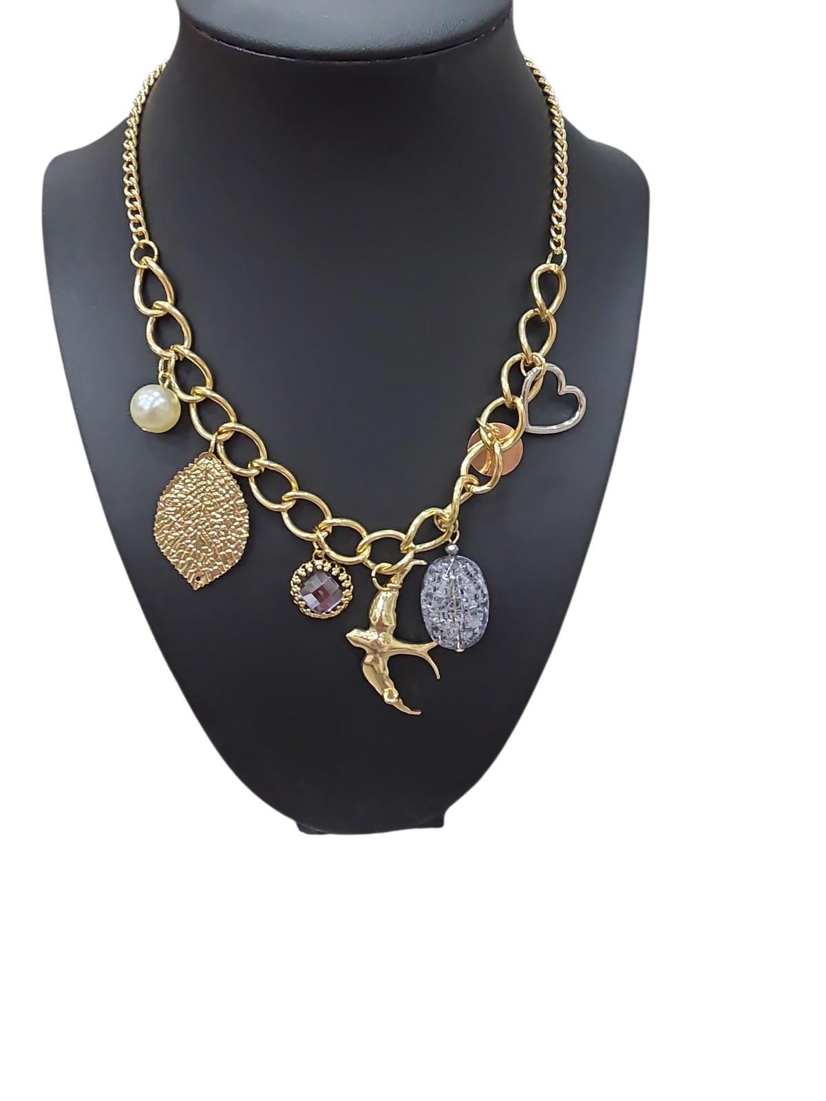 Gold Tone Charm Necklace NWT Expandable Chain