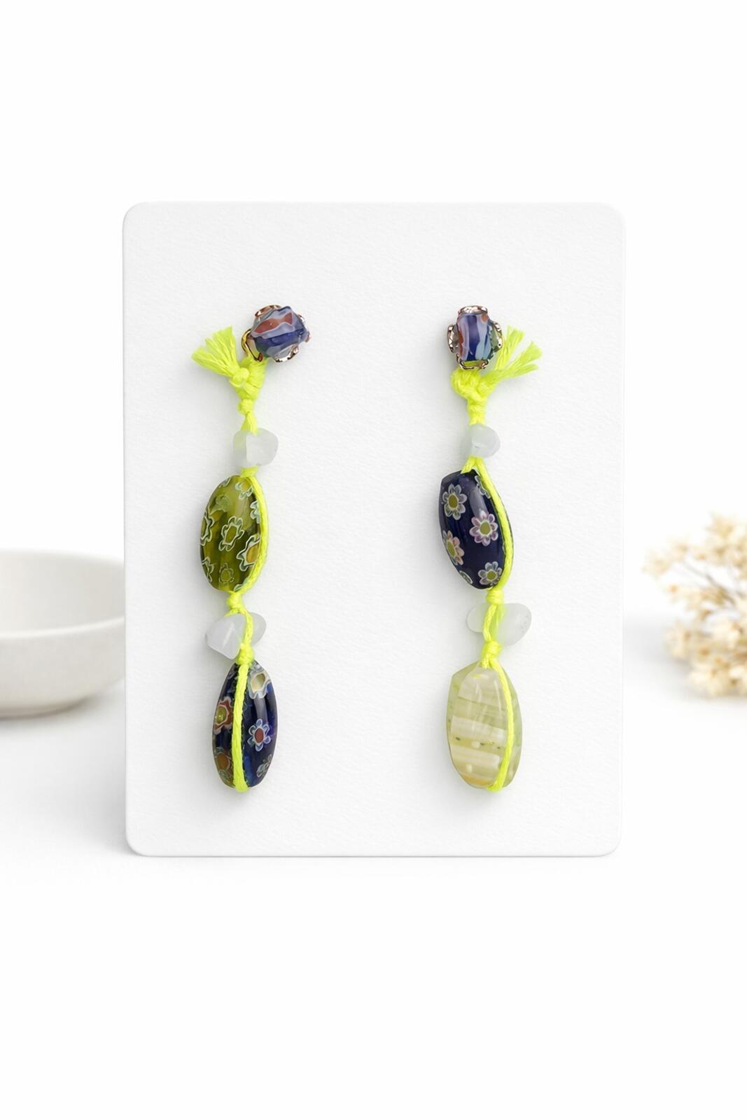 Free People Glass Stone Beaded Drop Earrings