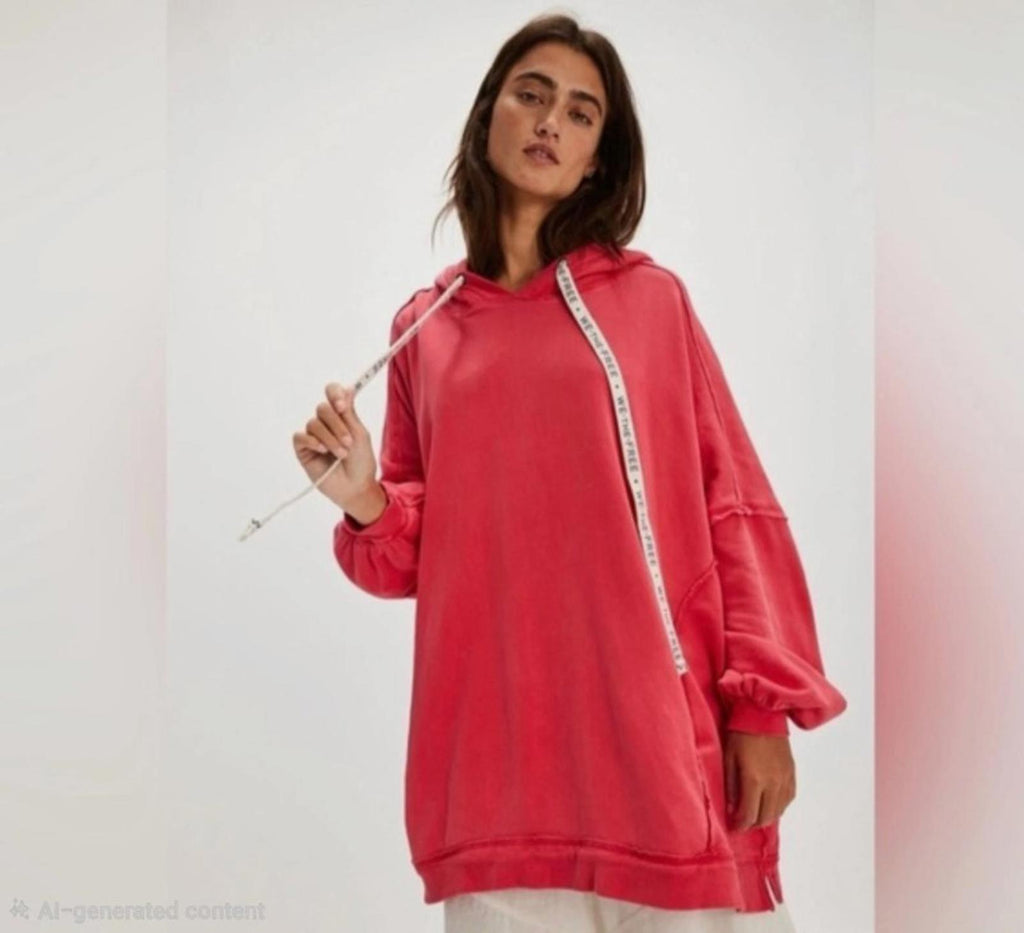 Free People We The Free Women’s Oversized Hoodie Red Size Med