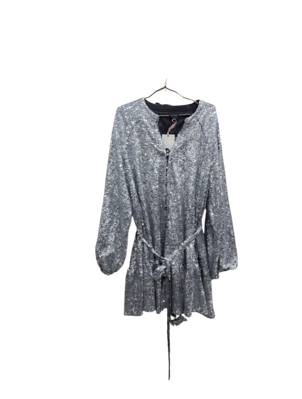 Alex Marie Women's Dress Size 18 Long Sleeve Sequence NWT Silver