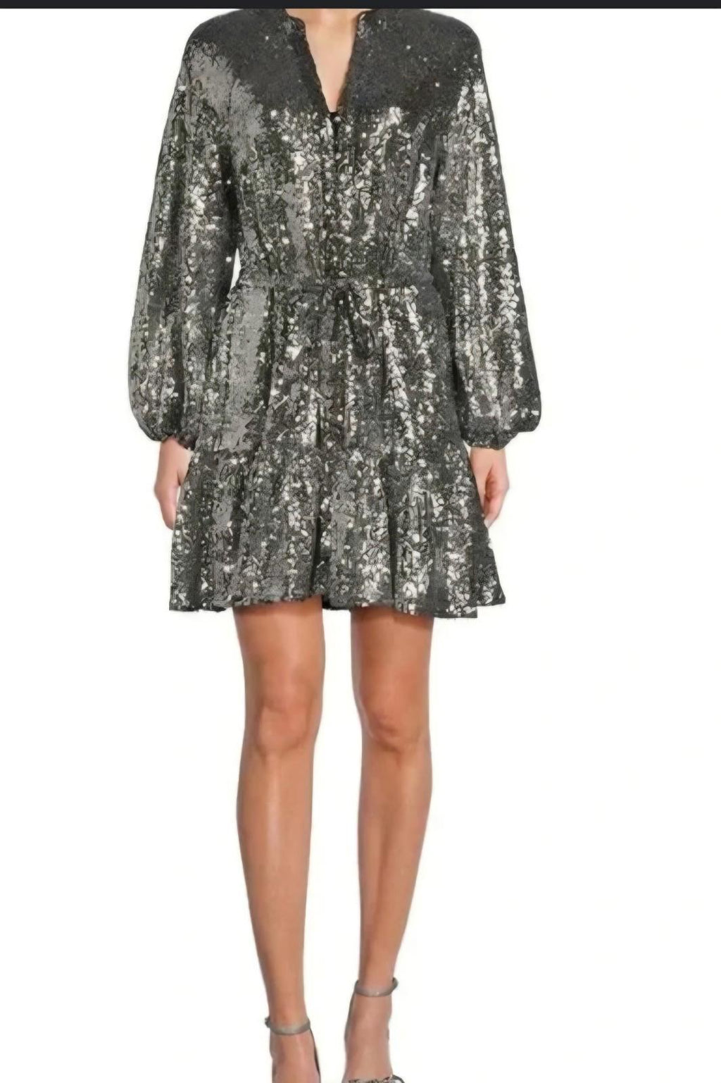 Alex Marie Women's Dress Size 18 Long Sleeve Sequence NWT Silver