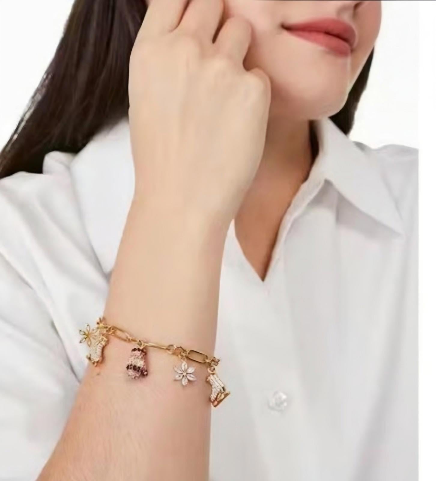 Kate Spade Winter Charm Bracelet Gold Tone NWT Cubic Zirconia Crystals
