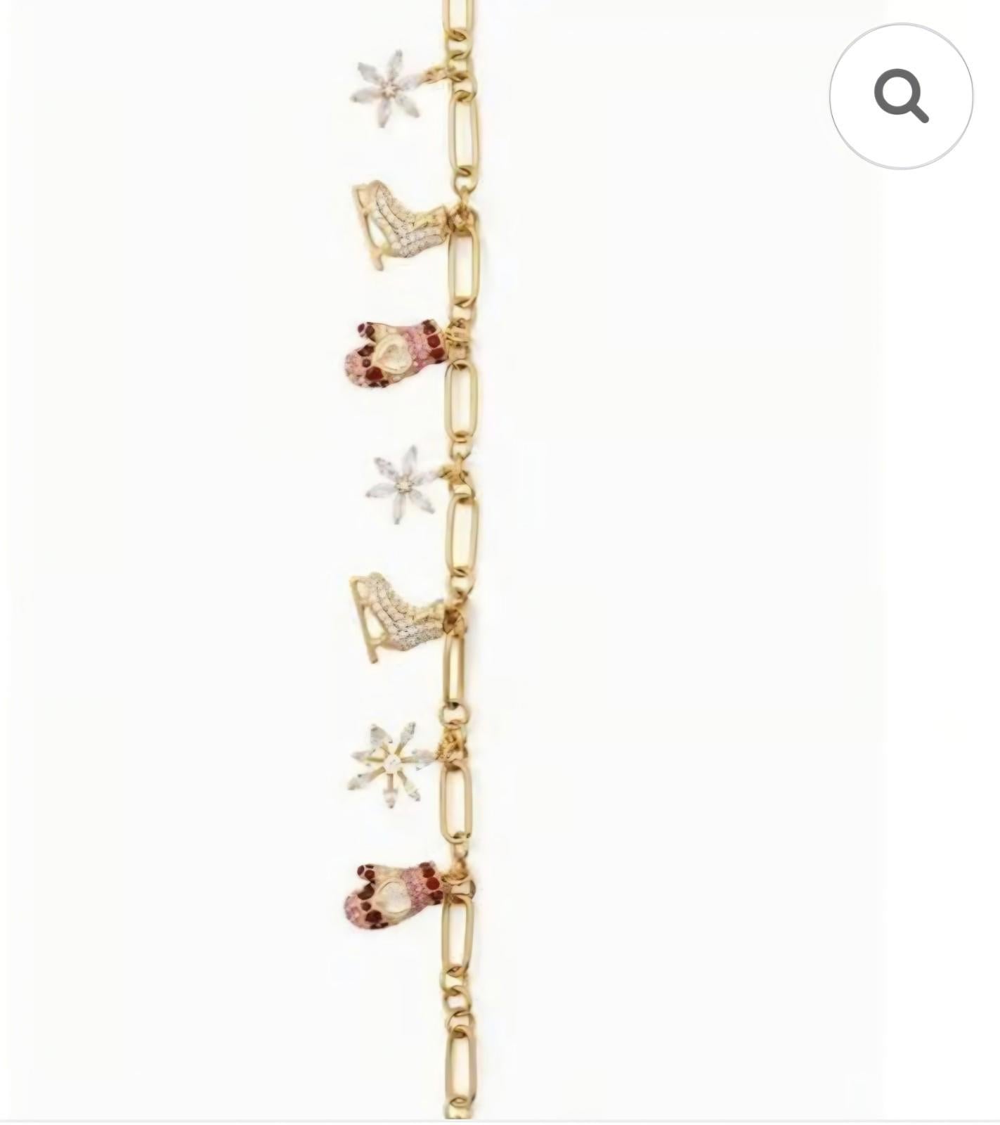 Kate Spade Winter Charm Bracelet Gold Tone NWT Cubic Zirconia Crystals