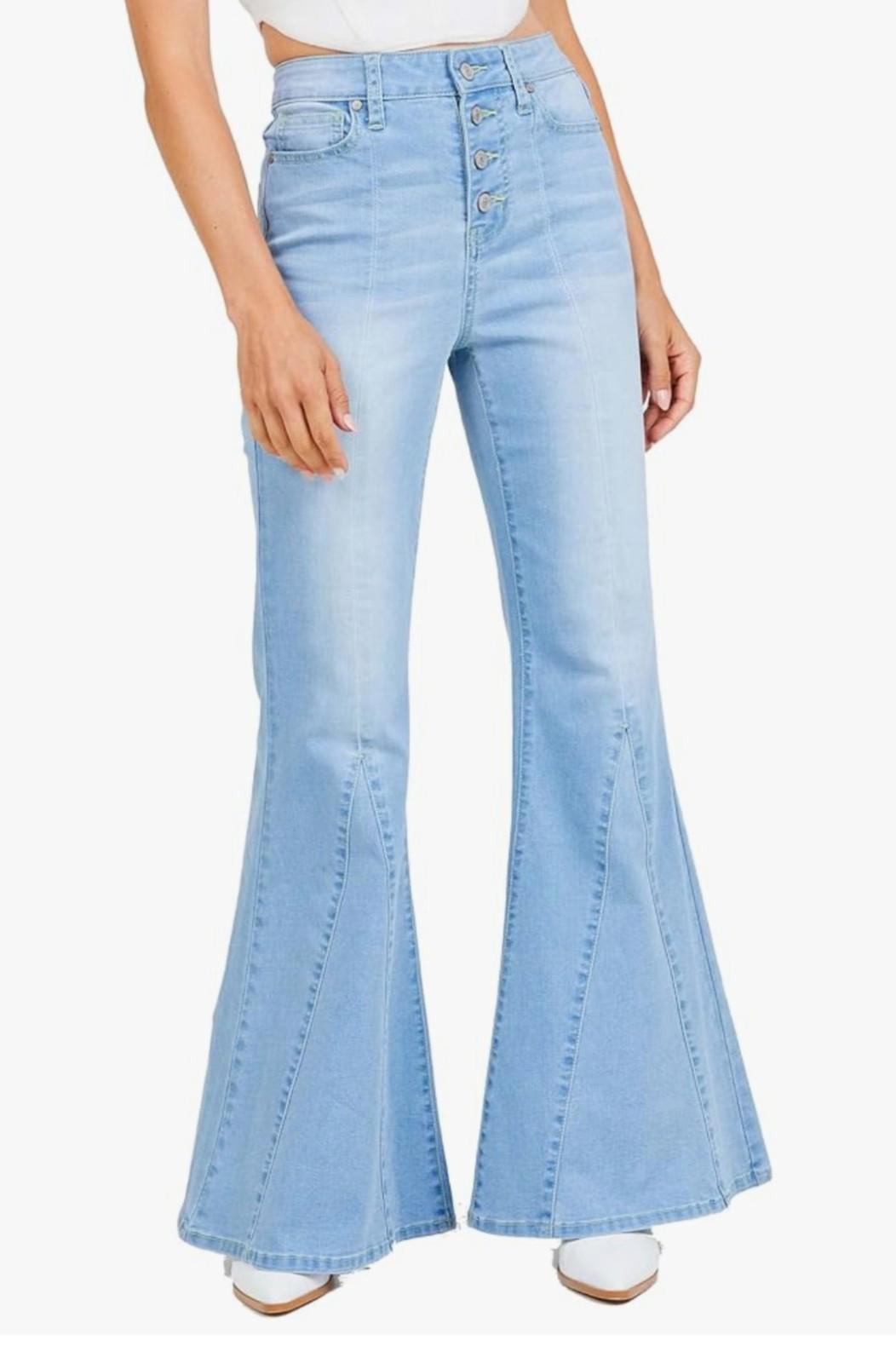 Altar'd State Women's Janice Fit and Flare Jeans High Waisted Wide Leg
