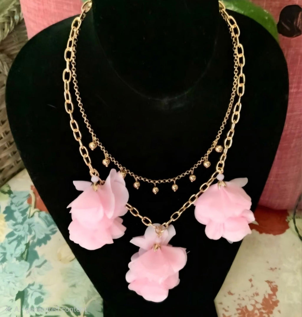 LILLY PULITZER CASCADING FLOWER PETALS- PINK TROPICS STATEMENT NECKLACE