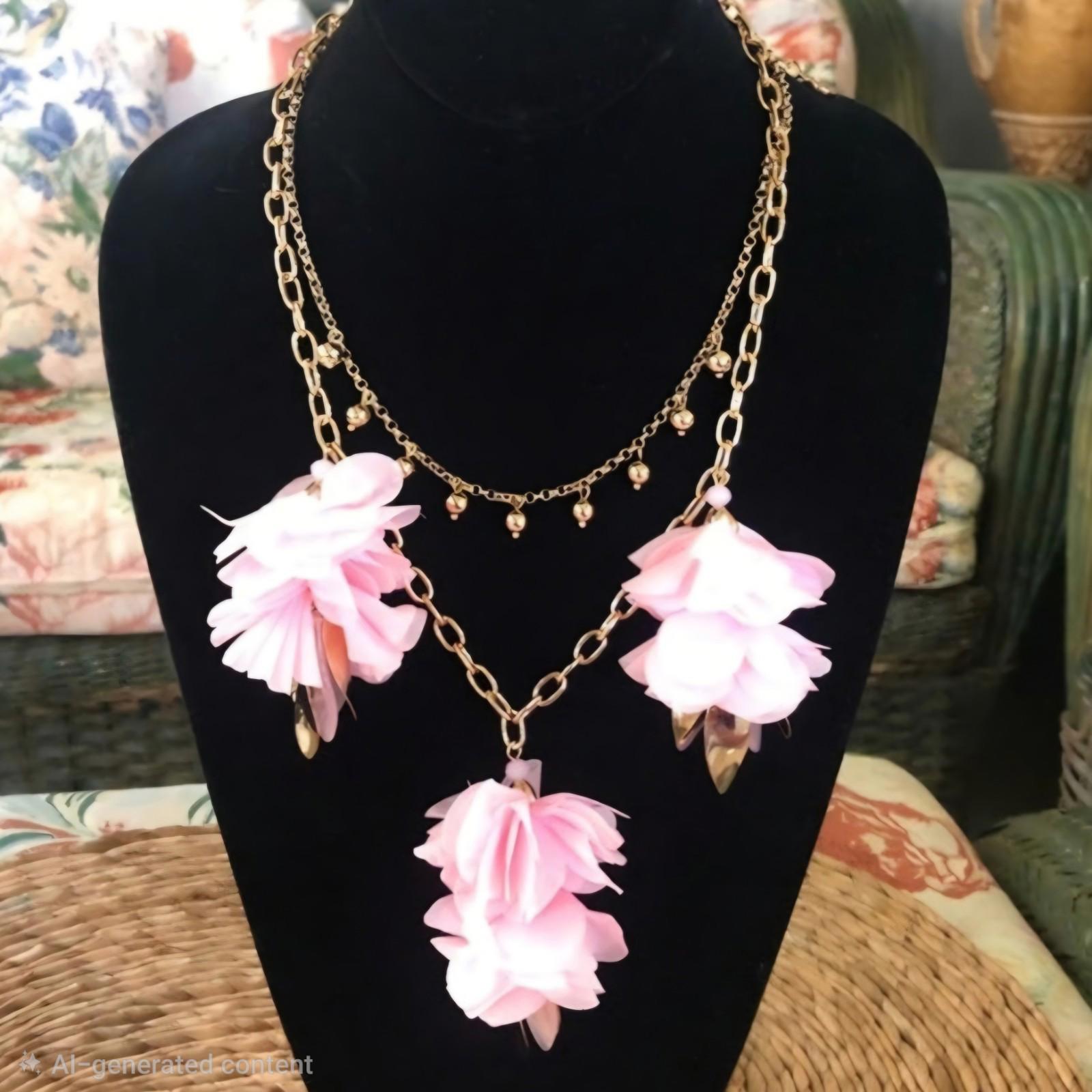 LILLY PULITZER CASCADING FLOWER PETALS- PINK TROPICS STATEMENT NECKLACE