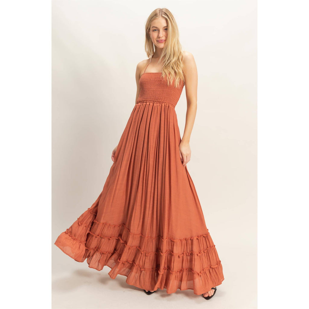 HYFVE Smocked Halter Maxi Dress
