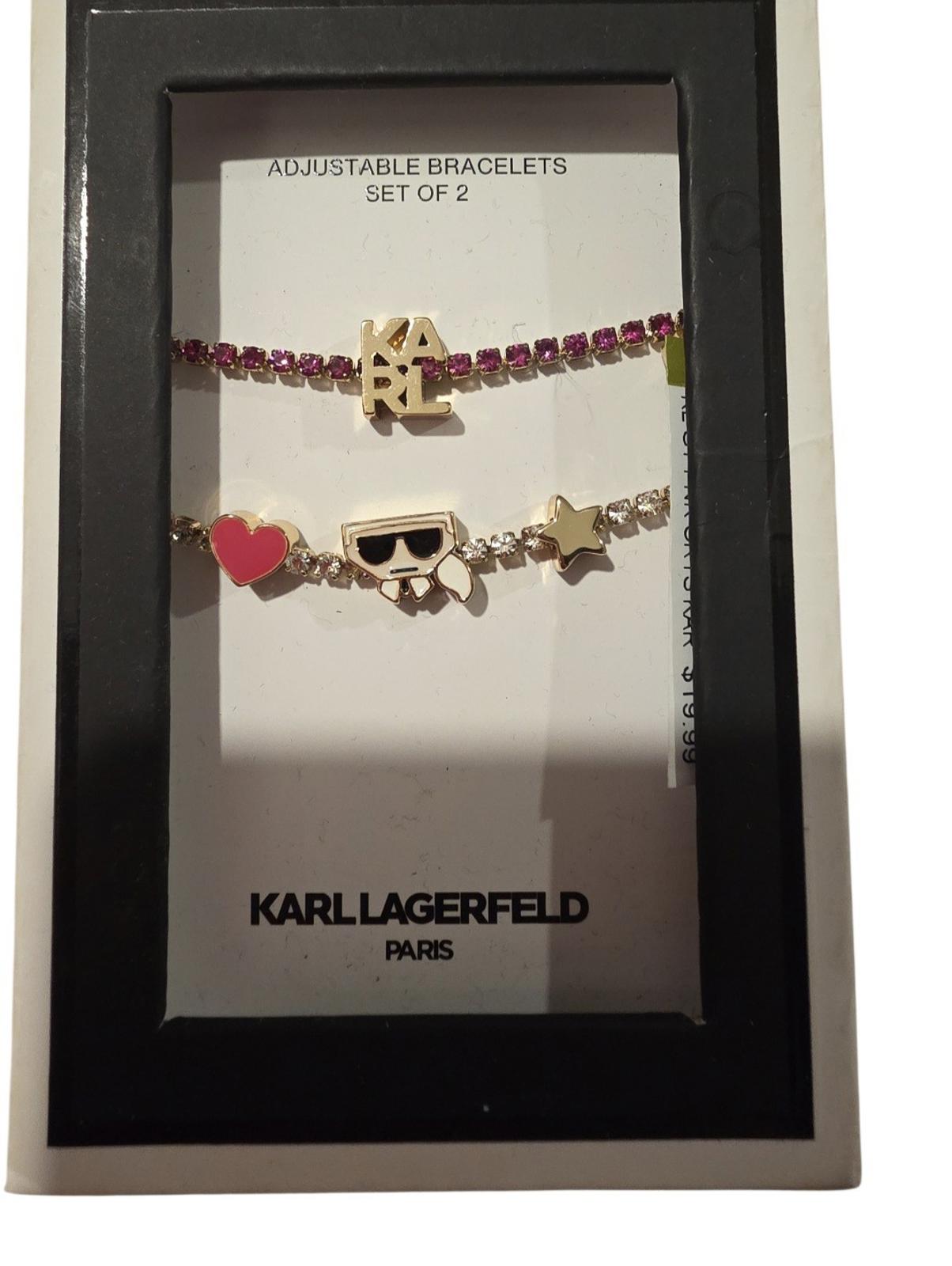 Karl Lagerfeld Adjustable Set of Two Bracelet Gold Tone NWT with Box