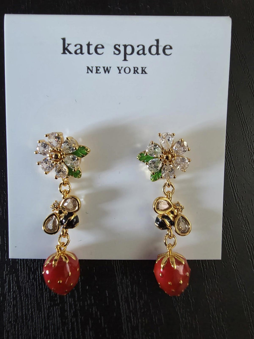 Kate Spade Strawberry Fields Statement Earrings New Ladybugs Honeybee Strawberry