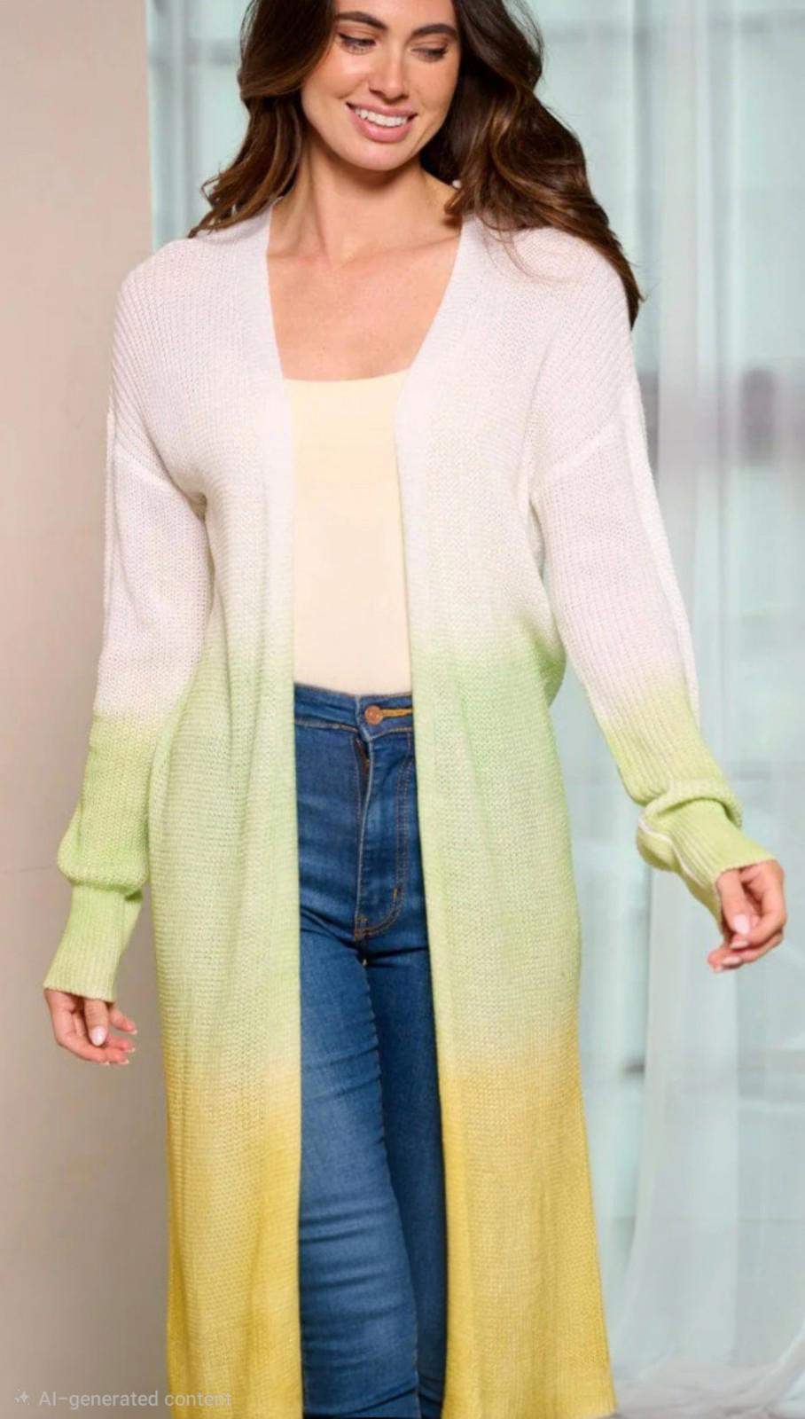 WOMEN'S LONG SLEEVE COLORBLOCK OPEN FRONT CARDIGAN