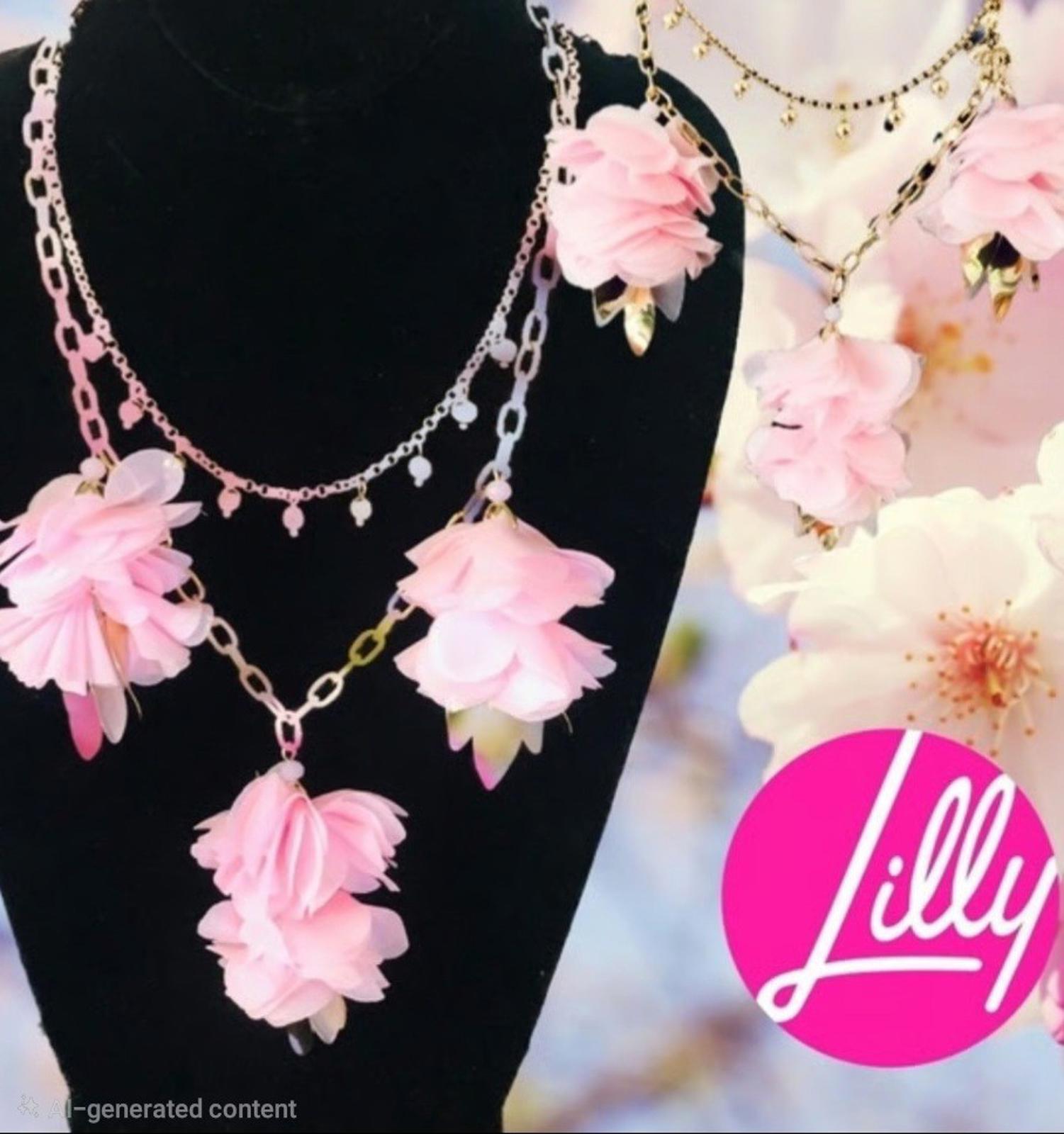 LILLY PULITZER CASCADING FLOWER PETALS- PINK TROPICS STATEMENT NECKLACE