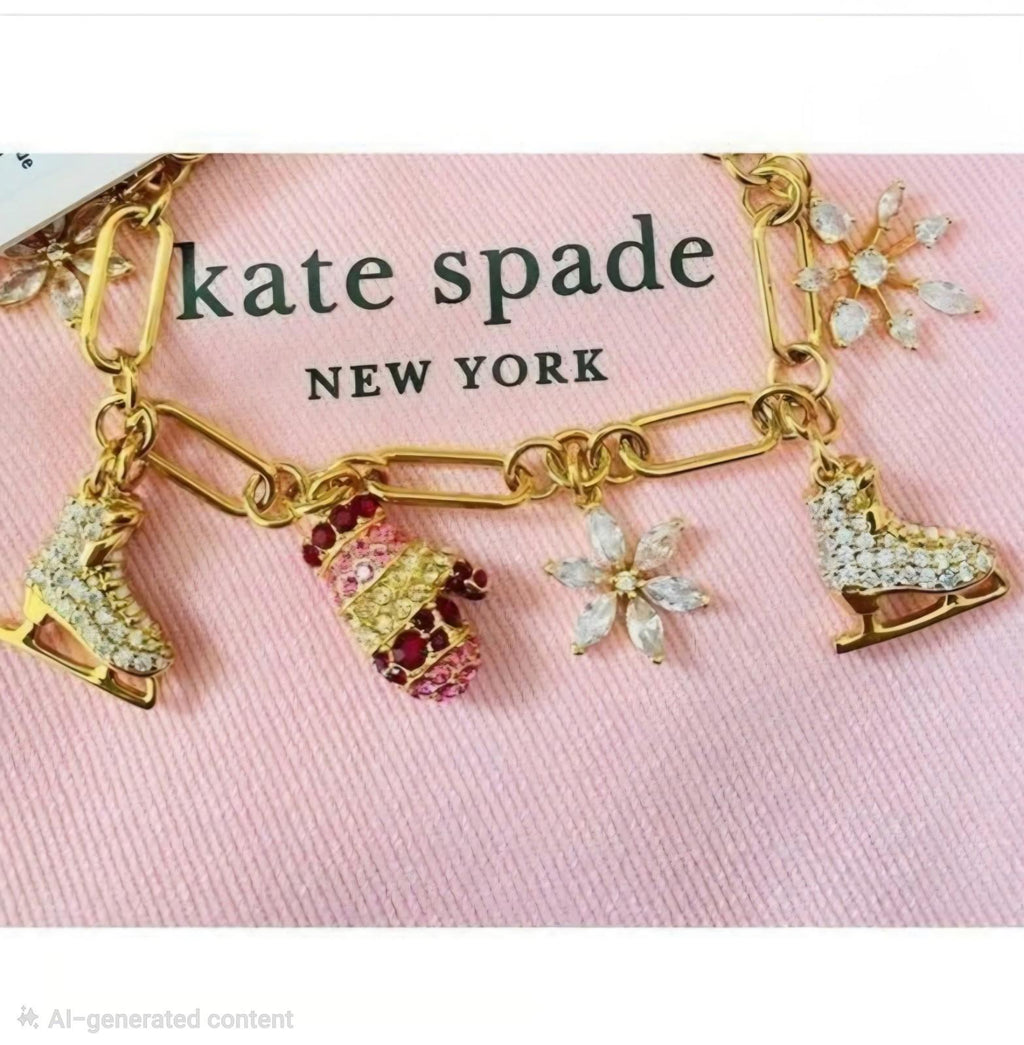 Kate Spade Winter Charm Bracelet Gold Tone NWT Cubic Zirconia Crystals