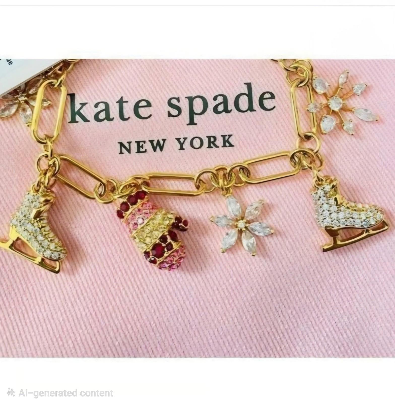 Kate Spade Winter Charm Bracelet Gold Tone NWT Cubic Zirconia Crystals